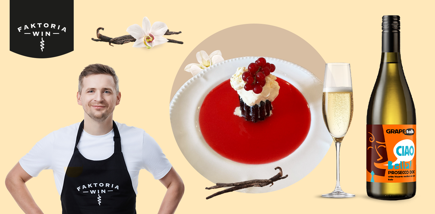 Canelé de Bordeaux z coulis z czerwonej porzeczki